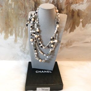 Authentic Chanel Pearl Beaded CC Logo Necklace